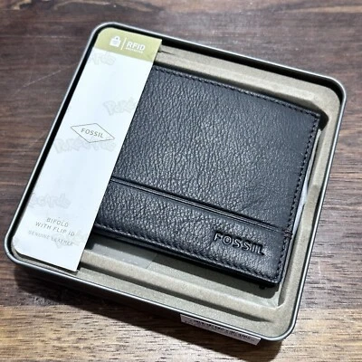 $38.88 • Buy Genuine Fossil Brooks RFID Flip ID Bifold Leather Wallet