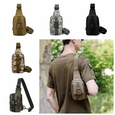 Men's Molle Tactical Sling Chest Bag Assault Pack Shoulder Messenger Bag Outdoor • £8.29