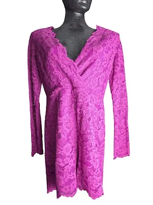 New Look Purple Lace Playsuit V Neck Cut Out Back Size 12 BNWT • £15.80