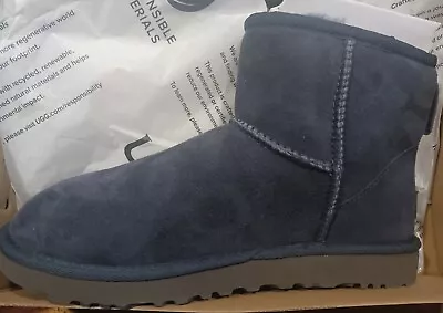 Womens UGG Classic Mini 2 Ankle Boots Eve Blue New In Box With All Document Sz 7 • $104.25