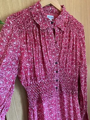 £186 • Buy Brand New 100% Silk Brora Midi Dress; Red Floral, Size 16 (UK)