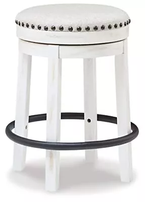 Valebeck 24  Counter Height Upholstered Swivel Stool White & Black • $147.74