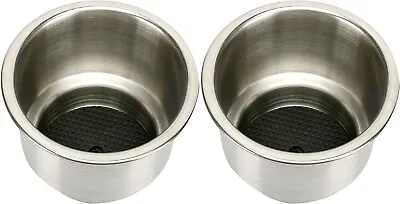 2Pack Stainless Steel Recessed Cup Drink Holder With Drain Boat Marine RV Camper • $15.29