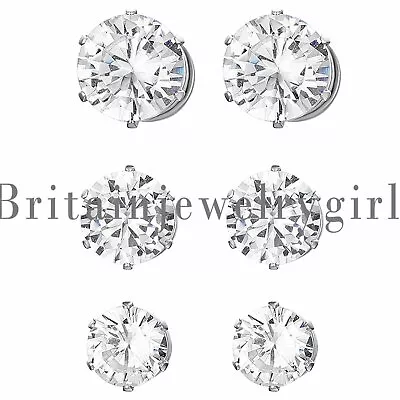 Stainless Steel Magnetic CZ Stud Earrings For Womens Mens Non-Piercing Clip On • $12.99