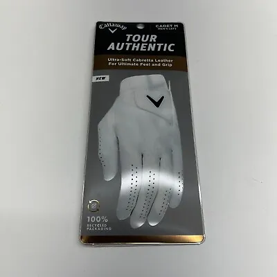 Callaway Tour Authentic Golf Glove Left Hand Men Cadet Medium M White Black • $14.99