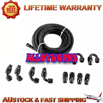 8AN E85 Stainless Steel Braided PTFE Fuel Line Hose Swivel Fittings Kit 6M/20FT. • $159