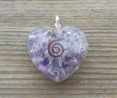 Orgone Amethyst Gemstone Heart Shaped Pendant Orgonite (one)  • $6.49