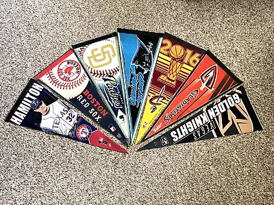 Vintage- Now Lot Of 7 Sports Pennants Full Size Padres Braves Red Sox Gladiators • $27.98