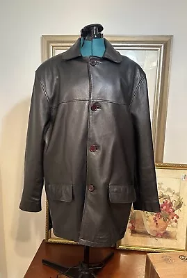 Versace Classic V2 Men’s Black Lined  Pockets Leather Jacket Coat Size Large • $110