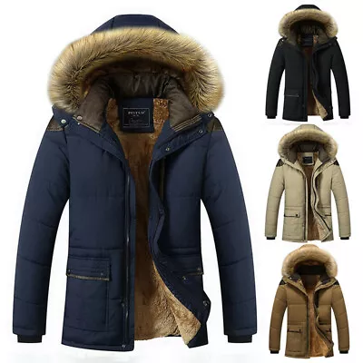 Stylish Men's Military Coat Fur Lined Stand Collar Ribbed Cuffs Classic Outwear • £45.24