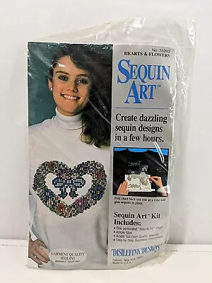 Vintage 90s Sequin Art Crafts Applique Kit Hearts Flowers Distlefink Designs • $6.99