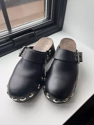 GANNI Retro Studded Leather Clogs WOMEN EU 37/US 7 • $50