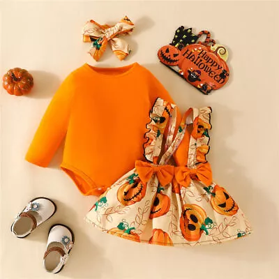 Newborn Baby Girl Pumpkin Tutu-Dress Set Cosplay Party Costume Outfit Halloween • $22.60