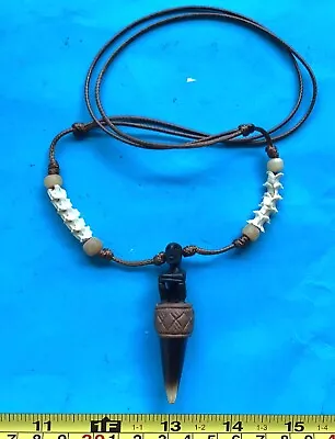 Snake Vertebrae Bone Necklace Carabao Horn Tribal Philippine Handmade Rice God • $59