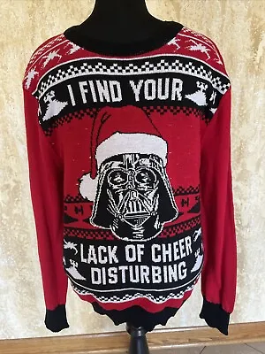 $21 • Buy NWT Star Wars Darth Vader Santa Ugly Christmas Sweater Red Black White NEW Small