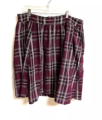 Torrid Plaid Skirt Burgundy Black Plus Size 20 With Pockets • $12.74