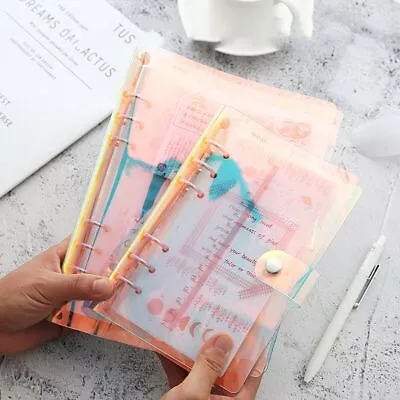 £6.35 • Buy A5 A6 PVC 6 Ring Notebook Binder Cover For Planner Loose-Leaf Folder Cash Budget