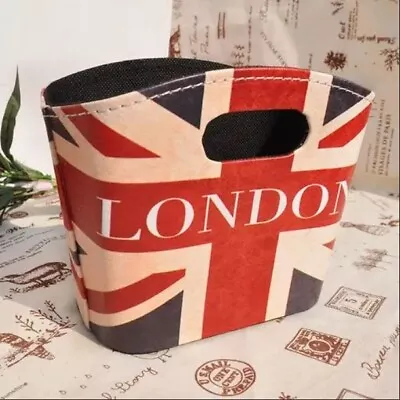 Antique Vintage Union Jack UK National Flag PU Leather Storage Basket Holder Box • $16.99