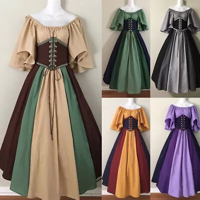 Women's Victorian Medieval Renaissance Dress Lady Halloween Gothic Costume Dress • $30.97
