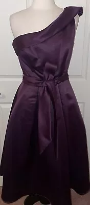 $329 Mori Lee By Madeline Gardner Purple Matte Satin One Shoulder Dress SZ 15/16 • $1.59