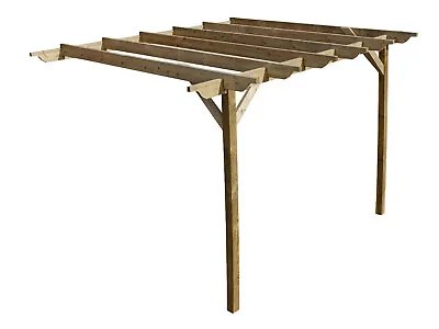 Wooden Lean-to Pergola Kit - Sculpted Design Wall-Mounted Shade Gazebo • £545