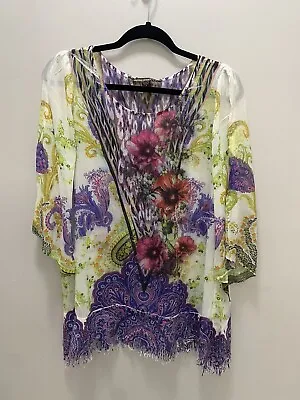 Mushka By Sienna Rose Floral Sheer Tunic Top Size L EUC • $15