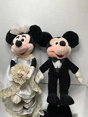 Vintage Disney Mickey And Minnie Wedding 13   Bride And Groom Plush Dolls • $19.99