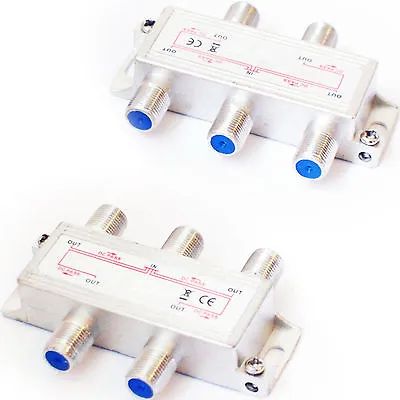 4 Way Port Aerial F Connector Splitter Signal Coaxial Distribution • £7.49