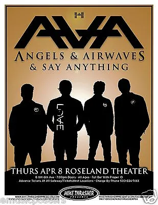 $15.61 • Buy ANGELS & AIRWAVES/SAY ANYTHING 2010 CONCERT TOUR POSTER-Blink 182, Box Car Racer