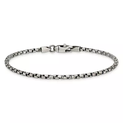 925 Sterling Silver Vintage 2.5mm Twisted Box 8 Inch Chain Bracelet • $174.71