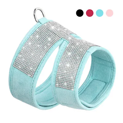 £8.87 • Buy Rhinestone Suede Leather Dog Harness Cat Puppy Bling Diamond Soft Padded Vest XS