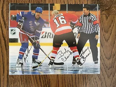 Mark Messier Bobby Clarke & Kerry Fraser Autographed Photo • $5