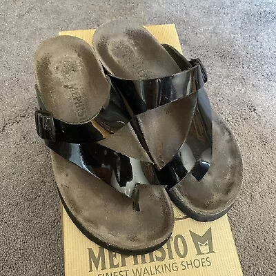 Vintage Women's Mephisto Helen Paten Leather Thong Sandals Size 5 • $35