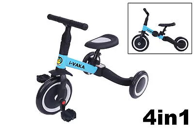 4in1 Childs BALANCE BIKE / TRIKE Converts - Blue - Toolless Conversion 1-5 Years • £39.50