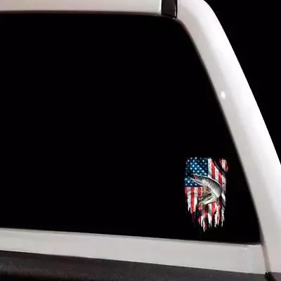 Muskie Fishing American Flag Decal Sticker Window Truck Boat Muskellunge USA • $29.99