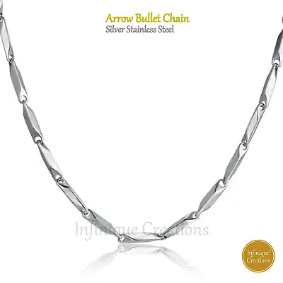 Stainless Steel Silver Arrow Bullet Chain Bracelet Necklace Men Women 7- 38  • $8.99