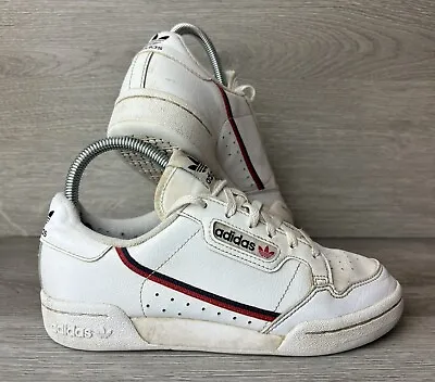 Women’s Adidas Continental 80s White Leather Stripe Trainers UK Size 4 Retro • £9.99
