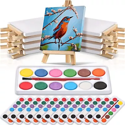 24 Set Mini Canvas Easel Set With Mini Watercolor Paint Bulk 4 X 4 Inch Small • $59.15