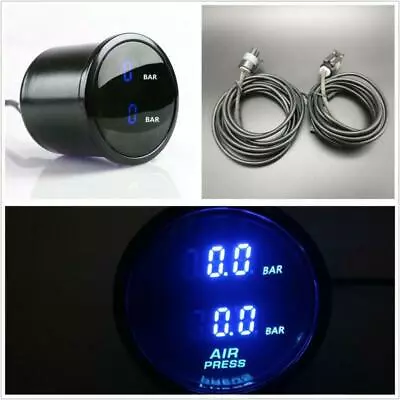 $68.99 • Buy 52mm 12V Dual Air Pressure Gauge Air Suspension Air Ride Gauge W/1/8NPT Sensor