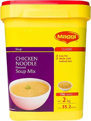 Maggi Chicken Noodle Flavoured Soup Mix 2kg Makes 35.2 Litres 196 Serves • $63.21