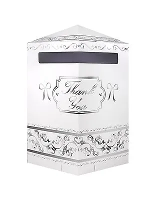 £6.99 • Buy Hexagonal White/Silver Wedding Card Post Box With Bow/Receiving Box/Wishing Well