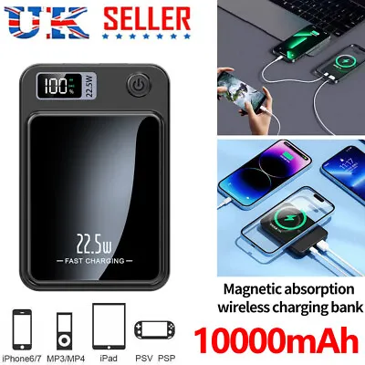 Wireless Power Bank 10000mAh For Magsafe Battery Pack For IPhone 14 13 • £13.99