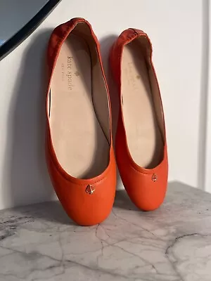 Kate Spade Neon Coral Orange Pink Flats Shoes Size 7.5 • $50