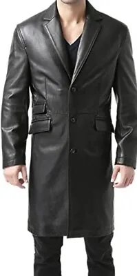 Discover Timeless Elegance: Mens Full Length Black Leather Coat • $162.86