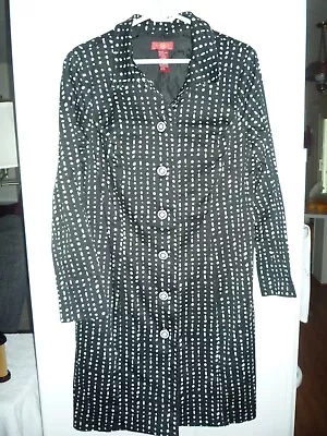 Sangria Coat/Dress Size 12 Black With White Dots Button Front Long Sleeves • $4.99