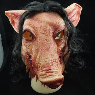 Scary Horror Latex Pig Head Mask Masquerade Costume Cosplay Full Face Latex Mask • £9.89