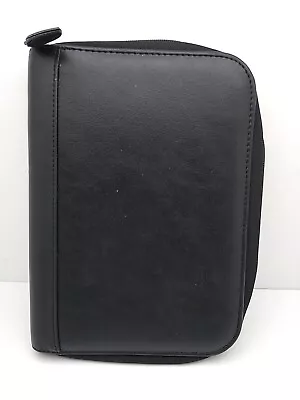 VTG Day-Timer Black Leather Planner 7 Ring Binder Notebook Organizer 7x10x1.5 • $19.75