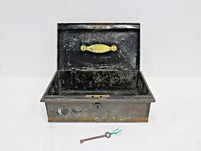 Antique Milners Large Safe Till Cash Storage Box With Key Made In England • £19.99