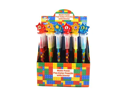 24 Pcs Building Brick Stackable Crayon With Stamper Topper • $19.99