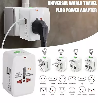 Travel Adapter World Wide Use Universal New Plug Charger UK EU AU US USB Port • £6.71